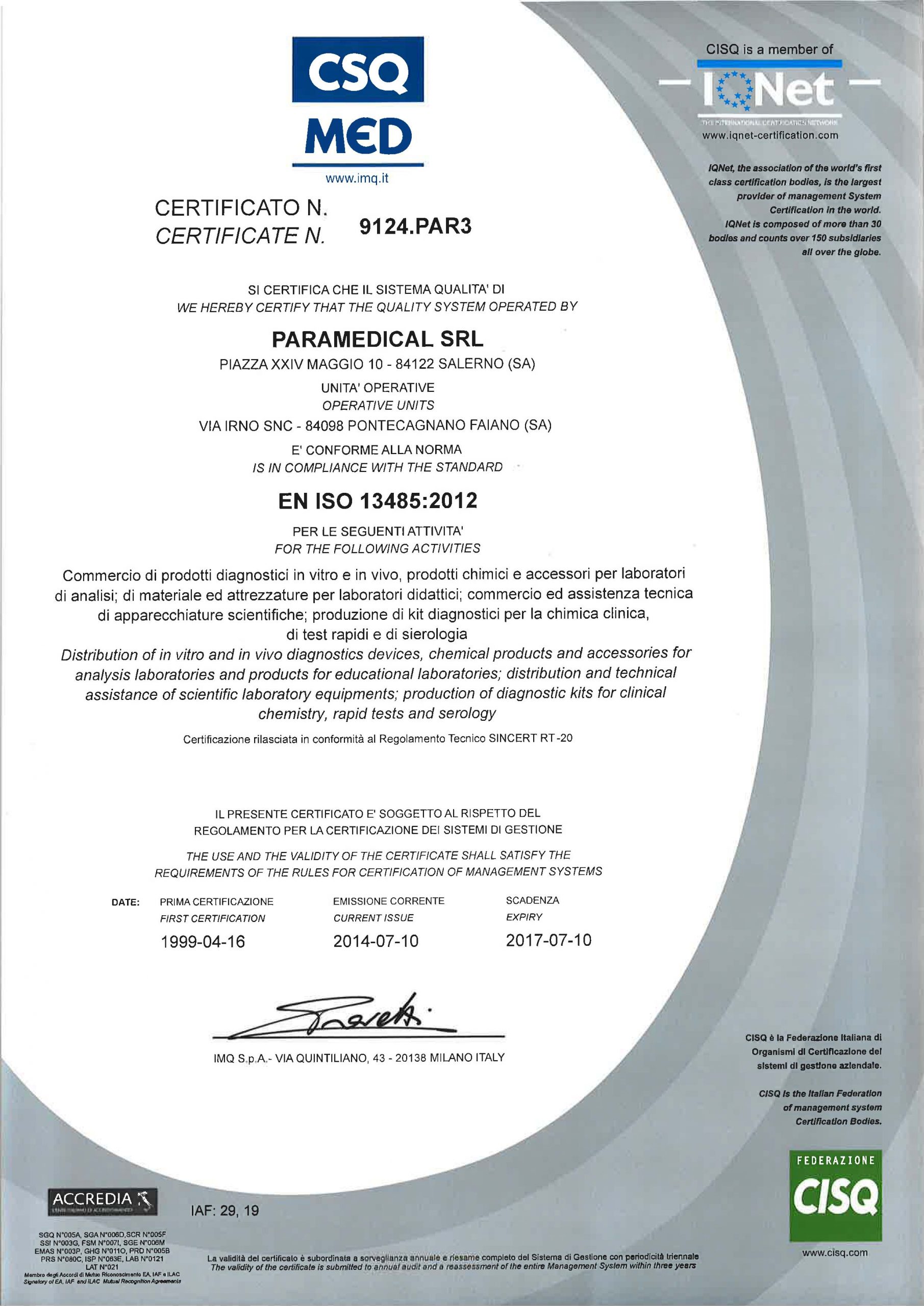 Certificates MICRO Enterprises Medical